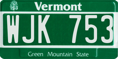 VT license plate WJK753