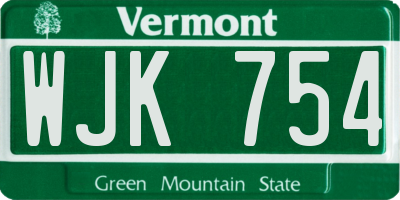 VT license plate WJK754