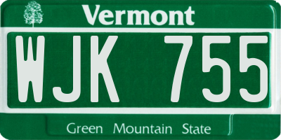 VT license plate WJK755