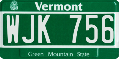 VT license plate WJK756