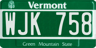 VT license plate WJK758