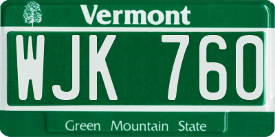 VT license plate WJK760