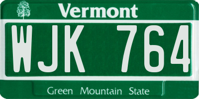 VT license plate WJK764