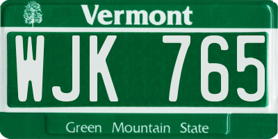VT license plate WJK765