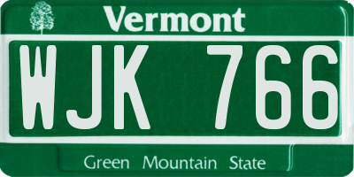 VT license plate WJK766