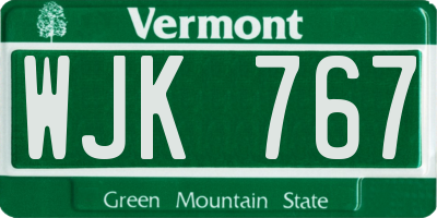 VT license plate WJK767