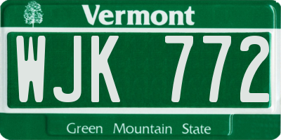 VT license plate WJK772