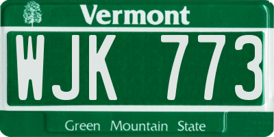 VT license plate WJK773