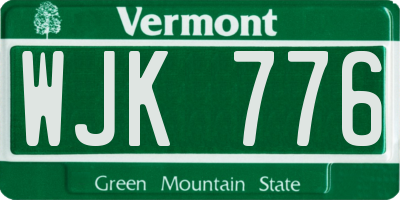 VT license plate WJK776