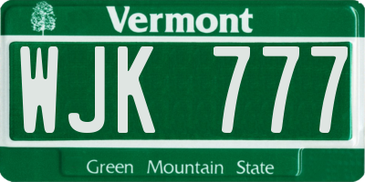 VT license plate WJK777