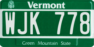 VT license plate WJK778
