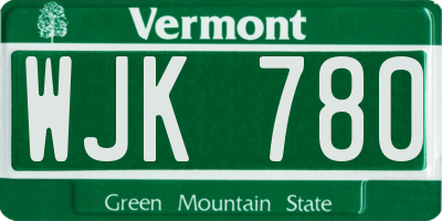 VT license plate WJK780