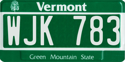 VT license plate WJK783
