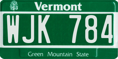 VT license plate WJK784