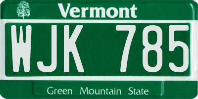 VT license plate WJK785