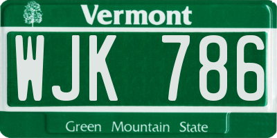 VT license plate WJK786