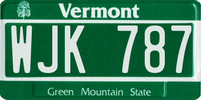 VT license plate WJK787