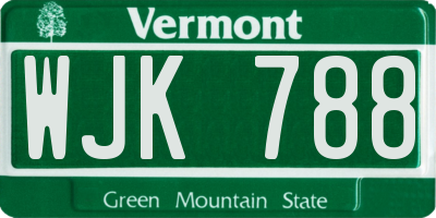 VT license plate WJK788