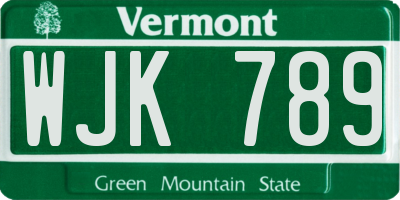 VT license plate WJK789