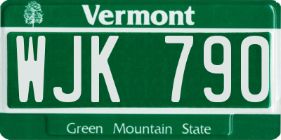 VT license plate WJK790
