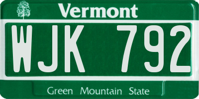 VT license plate WJK792