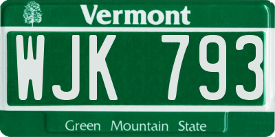 VT license plate WJK793