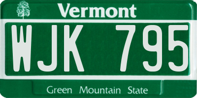 VT license plate WJK795