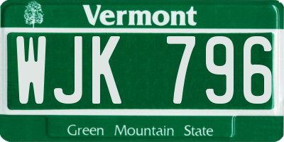 VT license plate WJK796