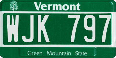 VT license plate WJK797