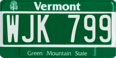 VT license plate WJK799