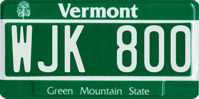 VT license plate WJK800