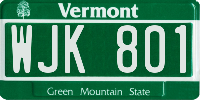 VT license plate WJK801