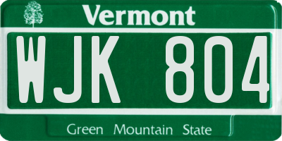 VT license plate WJK804
