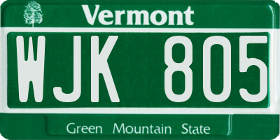 VT license plate WJK805