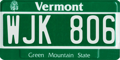 VT license plate WJK806