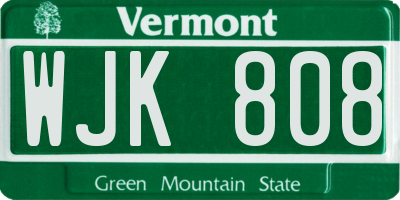 VT license plate WJK808