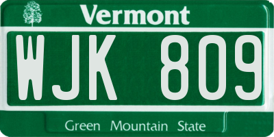 VT license plate WJK809