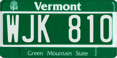 VT license plate WJK810