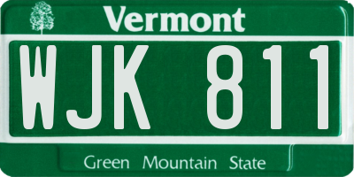 VT license plate WJK811