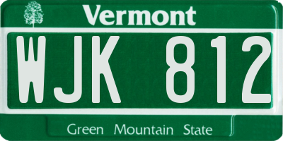 VT license plate WJK812
