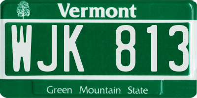 VT license plate WJK813