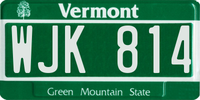 VT license plate WJK814
