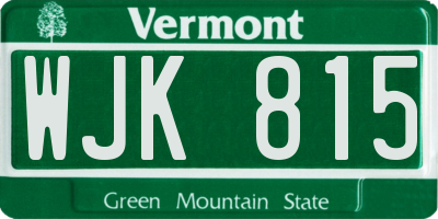VT license plate WJK815
