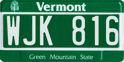 VT license plate WJK816