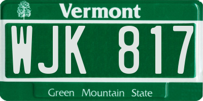 VT license plate WJK817