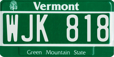 VT license plate WJK818