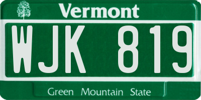 VT license plate WJK819