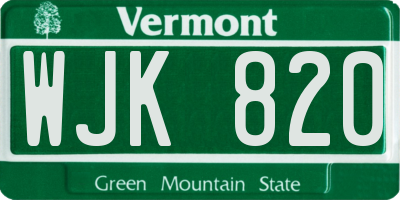 VT license plate WJK820