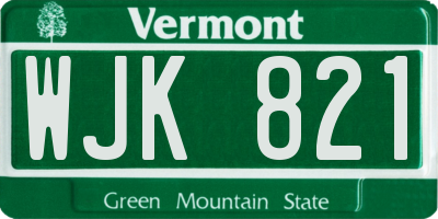 VT license plate WJK821