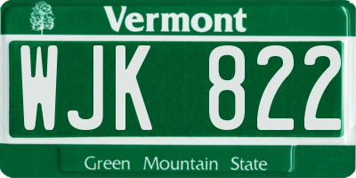 VT license plate WJK822